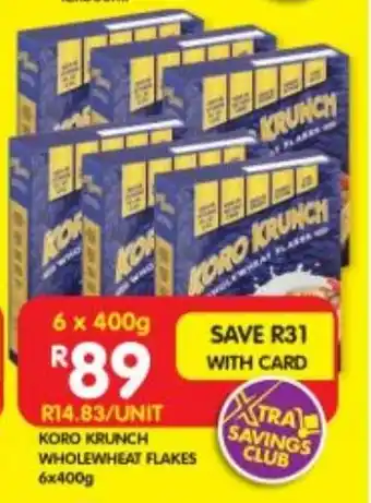 KORO KRUNCH WHOLEWHEAT FLAKES 6x400g