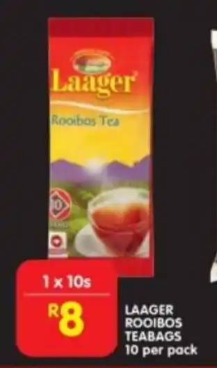 Shoprite LAAGER ROOIBOS TEABAGS 10 per pack offer