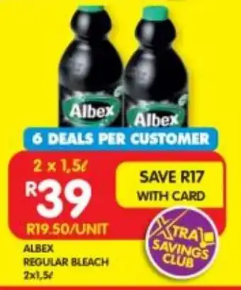 Shoprite ALBEX REGULAR BLEACH 2x1,5L offer