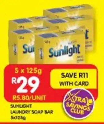 Shoprite SUNLIGHT LAUNDRY SOAP BAR 5x125g offer