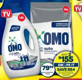 Pick n Pay Omo Auto Washing Powder Assorted 2kg, Liquid Detergent 1.5 Litre or Auto Capsules 16s offer