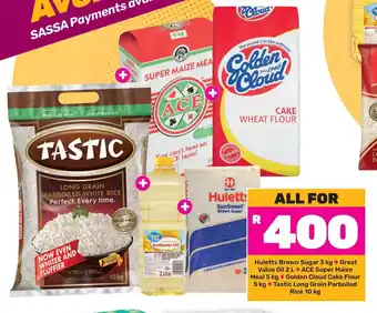 Game Huletts Brown Sugar+ Great Value Oil + ACE Super Maize Meal + Golden Cloud Cake Flour +Tastic Long Grain Parboiled Rice 10kg offer