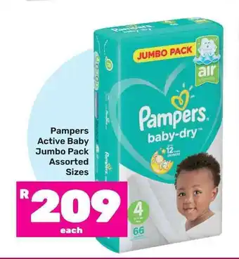 Game Pampers Active Baby Jumbo Pack Assorted Sizes offer