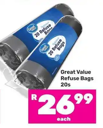 Game Great Value Refuse Bags 20s offer