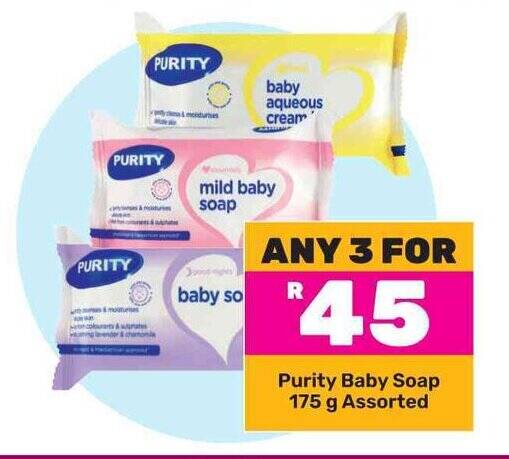 Purity Baby Soap 175g Assorted offer at Game
