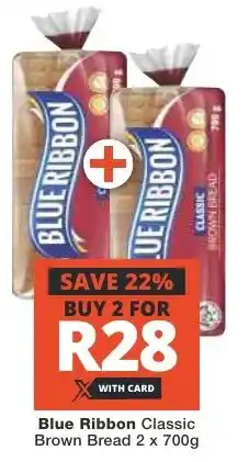 Checkers Blue Ribbon Classic Brown Bread 2 x 700g offer