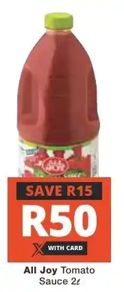 Checkers All Joy Tomato Sauce 2L offer