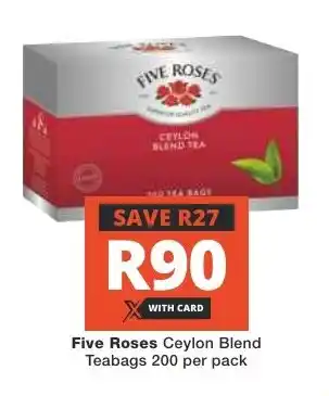 Checkers Five Roses Ceylon Blend Teabags 200 per pack offer