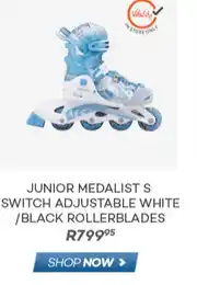 Totalsports Junior Medalist S Switch Adjustable White/Black Rollerblades offer