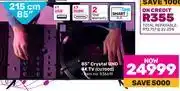 Game Samsung 85(215cm) crystal uhd 4k tv cu7000 offer