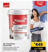 Builders Warehouse Plascon true colour acrylic pva 544312-20ltr offer