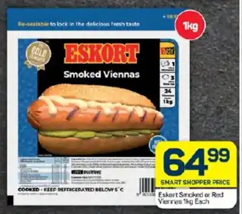 Pick n Pay Eskort Smoked or Red Viennas 1kg Each offer