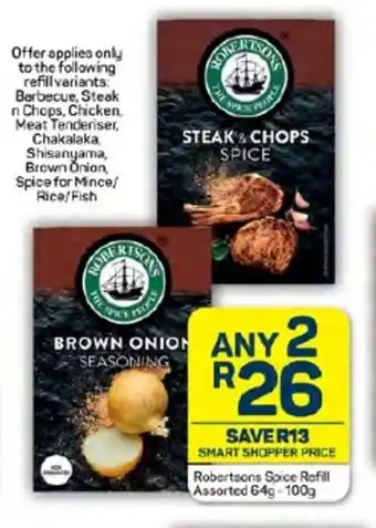 Pick n Pay Robertsons Spice Refill Assorted 64g-100g offer