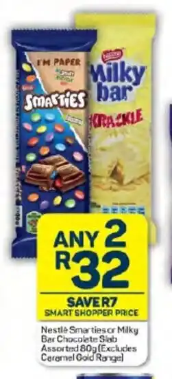 Pick n Pay Nestlé Smarties or Milky Bar Chocolate Slab Assorted 80g offer