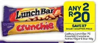 Pick n Pay Cadbury Lunch Bar, PS Assorted Crunchie or Astros 40g or 5 Star 48g offer