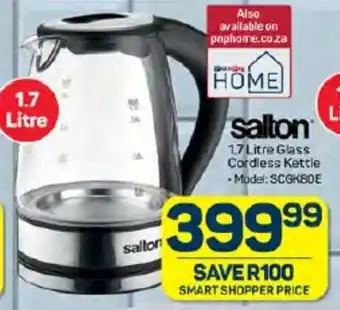 Pick n Pay Salton 1.7 Litre Glass Cordless Kettle offer