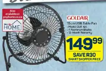 Pick n Pay GOLDAIR 15cm USB Table Fan offer