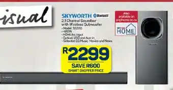 Pick n Pay SKYWORTH 2.1 Channel Soundbar with Wireless Subwoofer offer