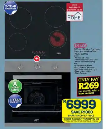 Pick n Pay DEFY 600mm Slimline Eye Level Oven and Hob Box Set offer