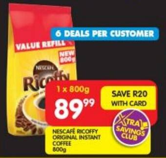 Shoprite NESCAFÉ RICOFFY ORIGINAL INSTANT COFFEE 800g offer