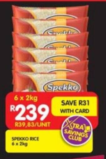 Shoprite SPEKKO RICE 6 x 2kg offer