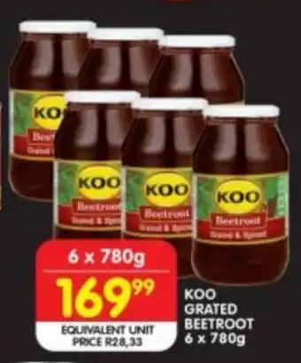 KOO GRATED BEETROOT 6 x 780g