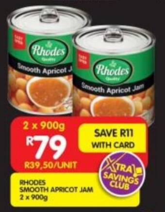 Shoprite RHODES SMOOTH APRICOT JAM 2 x 900g offer