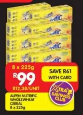 ALPEN NUTRIFIC WHOLEWHEAT CEREAL 8x225g