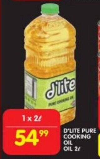 Shoprite D'LITE PURE COOKING OIL 2L offer