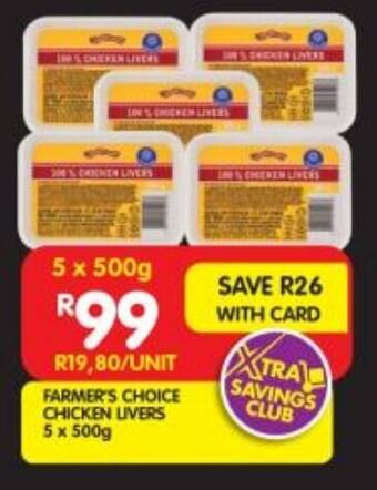 Shoprite FARMER'S CHOICE CHICKEN UIVERS 5 x 500g offer