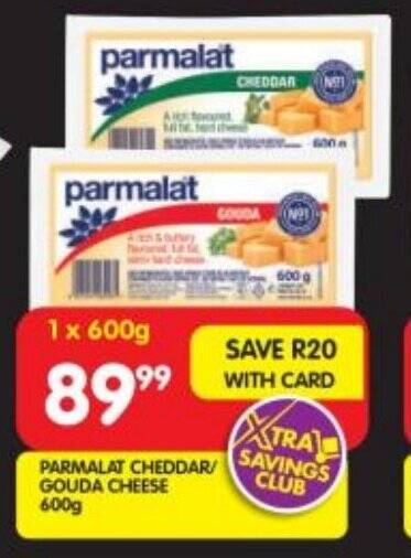 PARMALAT CHEDDAR/ GOUDA CHEESE 600g offer at Shoprite