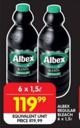 Shoprite ALBEX REGULAR BLEACH 6 x 1,5L offer
