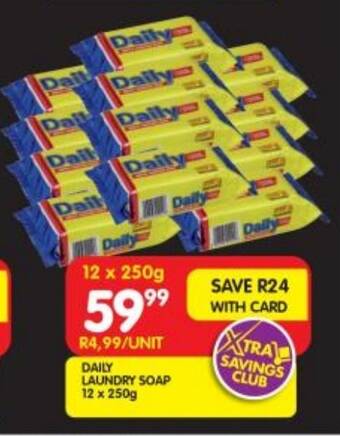Shoprite DAILY LAUNDRY SOAP 12 x 250g offer