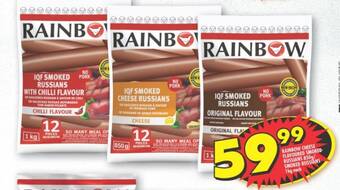 Shoprite RAINBOW CHEESE FLAVOURED SMOKED RUSSIANS 850g/ SMOKED RUSSIANS 1kg each offer