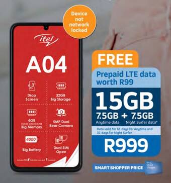 Pick n Pay Itel A04 offer