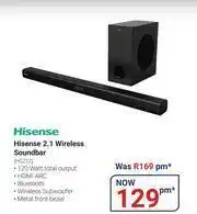 Teljoy Hisense 2.1 Wireless Soundbar HS212 offer