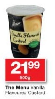 Checkers The Menu Vanilla Flavoured Custard 500g offer
