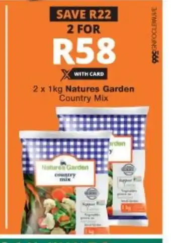 Checkers 2x1kg Natures Garden Country Mix offer