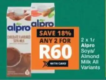 2x1L Alpro Soya/ Almond Milk All Variants
