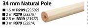 Builders Warehouse Designhouse 34mm natural pole-1.5m offer