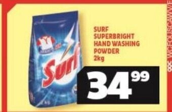 Usave Surf Superbright Hand Washing Powder 2kg offer