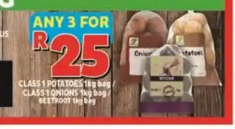 Usave Class 1 Potatoes 1kg bag / Class 1 Onions 1kg bag / Beetroot 1kg bag offer