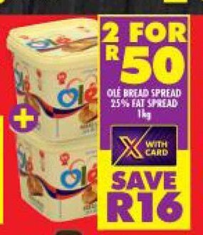Shoprite Ole Bread Spread 25% Fat Spread 1kg offer