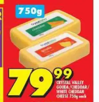 Shoprite Crystal Valley Gouda/ Cheddar / White Cheddar Cheese 750g each offer