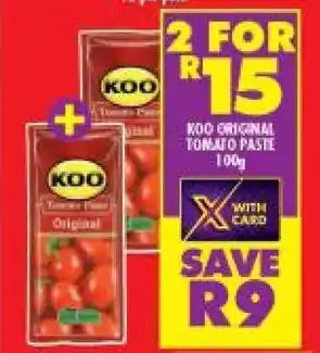 Shoprite Koo Original Tomato Paste 100g offer