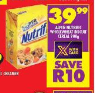 Shoprite Alpen Nutrific Wholewheat Biscuit Cereal 900g offer