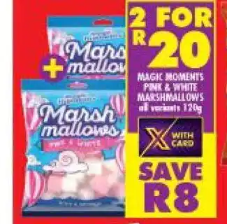 Shoprite Magic Moments Pink & White Marshmallows All Variants 120g offer