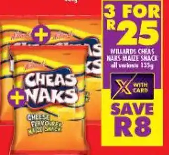 Shoprite Willards Cheas Naks Maize Snack All Variants 135g offer