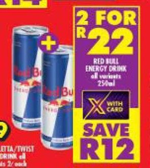Shoprite Red Bull Energy Drink All Variants 250ml offer