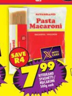 Shoprite Ritebrand Spaghetti / macaroni 500g each offer